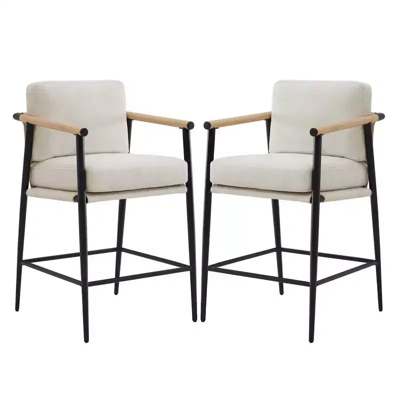 Spruce&Spring Modern Counter Stools with Arm & Metal Frame Set of 2