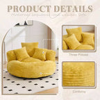 Bean Bag Sofa for Adults Kids, Oversized Corduroy Bean Bag Chair with 3 Pillows & Armrest for Living Room Bedroom - ModernLuxe