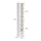 VECELO 70.9 Inches Tall Bathroom Narrow Linen Cabinet, 8 Tiers Solid Wood Freestanding Storage Cabinet