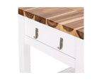 Acacia Wood Top Rolling Kitchen Cart Island Table with Drawers, 38.4 W x 18.5 D, White