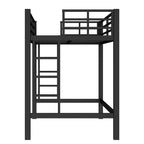 Metal Loft Bed, Space-Saving Loft Bed Frame with Dual Ladders & Guardrails, Black - ModernLuxe