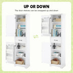 Freestanding Bathroom Cabinet with 2 Doors, Adjustable Shelves & Door Storage ,Tall Bathroom Organizer