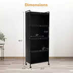 Costway 5-Tier Kitchen Bakers Rack Storage Cabinet Mobile Microwave Stand Flip-up Doors White/Black/Grey/Green