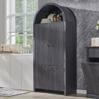 71 Tall Arched Kitchen Pantry, Modern Storage Cabinet with 3 Adjustable Shelves, 6 Door Shelves, for Kitchen, Living Room