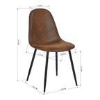Dining Chair Set of 4 Suede Fabric Side Seating with Black Metal Legs