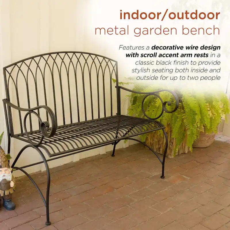 Alpine Corporation 44L Indoor/Outdoor 2-Person Classic Metal Garden Bench