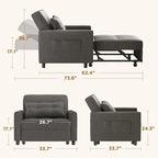 3-in-1 Adjustable Sleeper Sofa Bed, Pull Out Chair Sofa, Convertible Folding Bed for Living Room