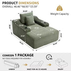 67 Chaise Lounge Chair, Indoor Sleeper Sofa Bed with 2 Pillows, Boneless Single Sofa Couch for Living Room, No Assembly Required