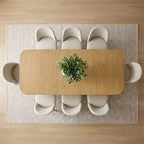 9-Piece Dining Set for 8, Extendable Trestle Base Table with Upholstered Chairs Featuring Solid Wood Legs-Panipeachy