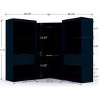 Mulberry 2.0 Semi Open 3 Sectional Modern 4 Drawer Wardrobe Corner Closet Set of 3