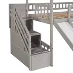 Twin House Loft Bed with Slide and Stairs, Loft Bed with Storage Drawers, Wood Cabin Loft Bed for Kids Toddlers