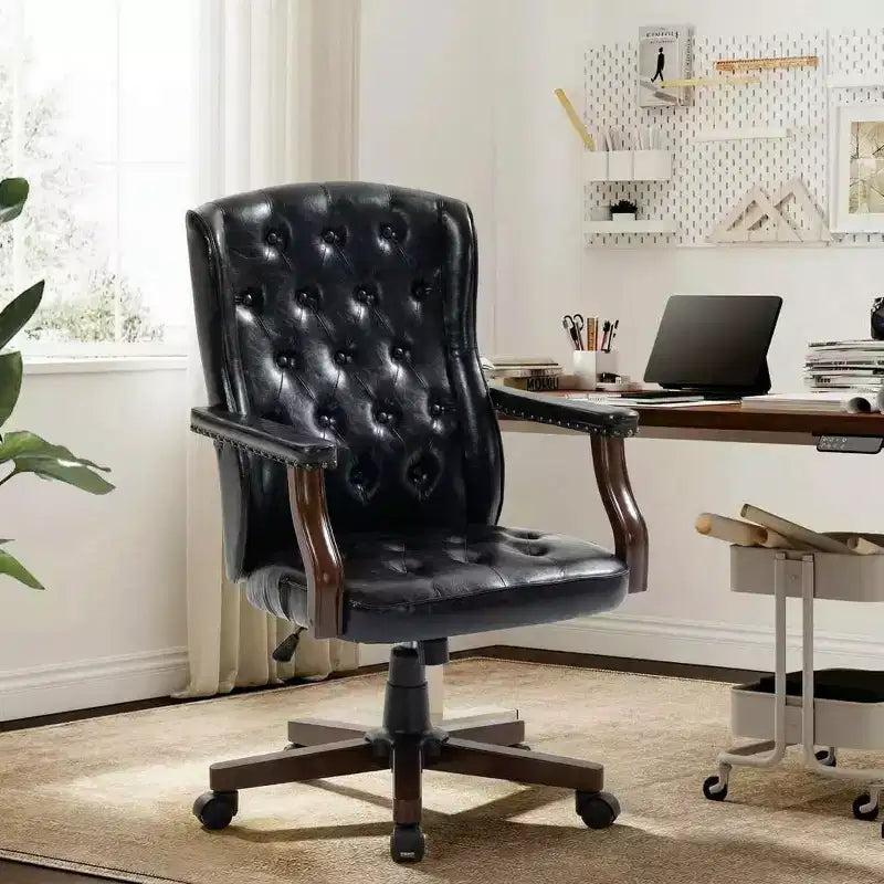 Executive Office Chair with Wingback Design and Swivel for Home Office