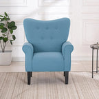 Erommy Modern Accent Chair, High Back Armchair, Upholstered Fabric Button Single Sofa with Wooden Legs for Living Room