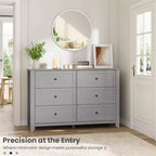 6 Drawer Dresser for Bedroom, Large Dresser with Deep Drawers & Metal Knobs, Modern Wooden Chests of Drawers for Entryway, Hallway