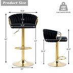 Set of 4 Bar Stool Adjustable Height Swivel Velvet Woven