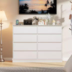 Modern Dresser for Bedroom with 8 Drawers, Wooden Storage Organizer Unit for Closet, Wide Chest of Drawers