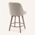 Bekrvio 26 Counter Height Swivel Bar Stools Set of 4 Backs and Wood Legs,Linen Fabric/PU Leather Upholstered Barstools for Kitchen Island