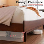 Solid Wood Bed Frame with Headboard, No Box Spring Needed