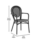Flash Furniture 4 Pack Lourdes Indoor/Outdoor Commercial Thonet Bistro Stacking Chair with Arms, PE Rattan and Aluminum Frame