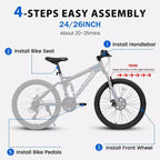 Okak 26IN Mountain Bike with Disc Brakes, 21-Speed Adult Bike with Durable Frame and Rear Dual Absorption, Bicycle for City Road Cycling