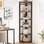 LITTLE TREE 70.9 6 Tier Corner Bookshelf Rustic Brown