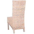 Set of 2 Natural Wicker Dining Chairs 19W x 22D x 41H, Boho Coastal Style