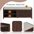 43.30 Solid Wood Storage Bench with Contemporary Distressed Blinds