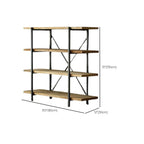 Industrial Wooden Metal Wall Bookshelf 4-Tier