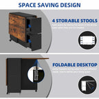 Moasis 5 Pieces 7 Pieces Folding Dining Set with Drop Leaf Table and Storage Stools for up to 6 People