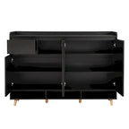 Sleek and Contemporary Shoe Cabinet with Adjustable Shelves, Minimalist Home Organizer with Solid Wood Legs