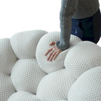 2PCS 3D Honeycomb Fabric Upholstered Bubble Sofa, 3 Seater Bubble Couch and Single Sofa for Living Room