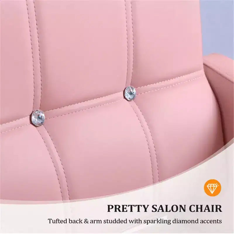 Karl Home Pink Heavy Duty Hydraulic Hair Stylist Salon Chair wiht Diamond Accents