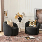 KINWELL 34 Wide Upholstered Swivel Accent Barrel Chair (Set of 2)