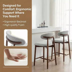 Ora Maison Set of 2/4/6 Counter Height Upholstered Bar Stool with Fabric & Walnut Finish