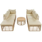 Whisen Weather-Resistant Rattan Outdoor Sectional Sofa Set Patio Couch Set with Thick Cushions and Pillows, Freely Combined Conversation Sets