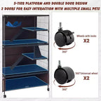 Small Animal Cage, Ferret Cage - 59 5-Tier Habitat with Storage Cabinet, Includes Hammock/Wheels/Removable Ramps/Easy-Clean Trays