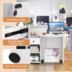 Costway Front Reception Counter Desk Checkout Office Desk with Open Shelf & Lockable Drawer White/Brown/Black