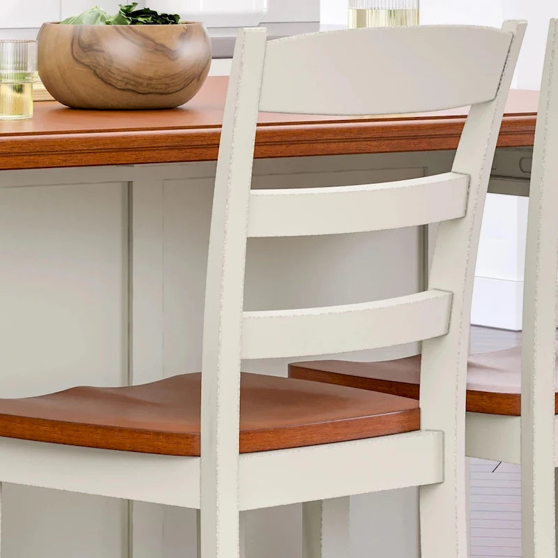 Homestyles Monarch 3-Piece Off-White Wood Kitchen Island Set with Drop Leaf Wood Top - 48 x 25 x 36