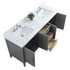 Vanity Art 72 Double Sink Bathroom Vanity Cabinet with Engineered Marble Top