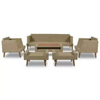 Whisen 6-Pieces All Weather PE Wicker Sofa Set, Outdoor Rattan sofa With Double Cushions