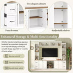 ModernLuxe 4-in-1 Farmhouse Entertainment Center Wall Unit, Fits TVs Up to 70, TV Stand Media Console w/ Adjustable Shelves & Drawers