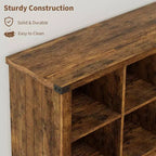 8 Cube Storage Organizer Bookshelf, Farmhouse Horizontal Bookcase, 62 Inch Wood Storage Bookcase for Entryway, Long Low Bookshelves for Living Room