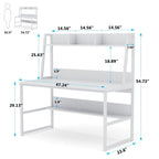 47 Inch Modern Computer Desk with Hutch and Bookshelf
