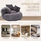 Bean Bag Sofa for Adults Kids, Oversized Corduroy Bean Bag Chair with 3 Pillows & Armrest for Living Room Bedroom - ModernLuxe