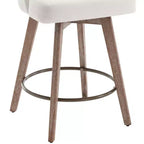 Bekrvio 26 Counter Height Swivel Bar Stools Set of 4 Backs and Wood Legs,Linen Fabric/PU Leather Upholstered Barstools for Kitchen Island