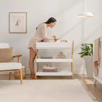 Comfy Cubs Baby Changing Table - Sturdy Wood Construction, Timeless Look with Two Open Shelves for Infant Essentials