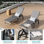 Set of 2 Outdoor Patio Chaise Lounge Chairs, 5-Position Adjustable Reclining Chairs with Textilene Fabric, Poolside Loungers for Garden & Balcony