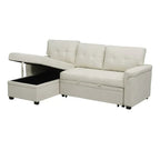 Convertible Reversible Sectional Sofa with Pull-Out Sleeper Bed, Hidden Storage Chaise, and Durable Legs