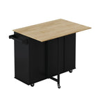 Grondin Multi-Functional Kitchen Island Cart with Solid Wood Drop Leaf, 2 Doors, 2 Drawers,Wine Rack and Spice Rack