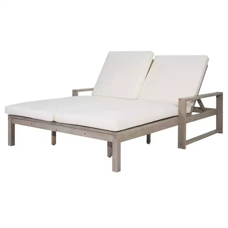 Polibi Double Outdoor Lounge Chair with 5-Position Adjustable Backrest